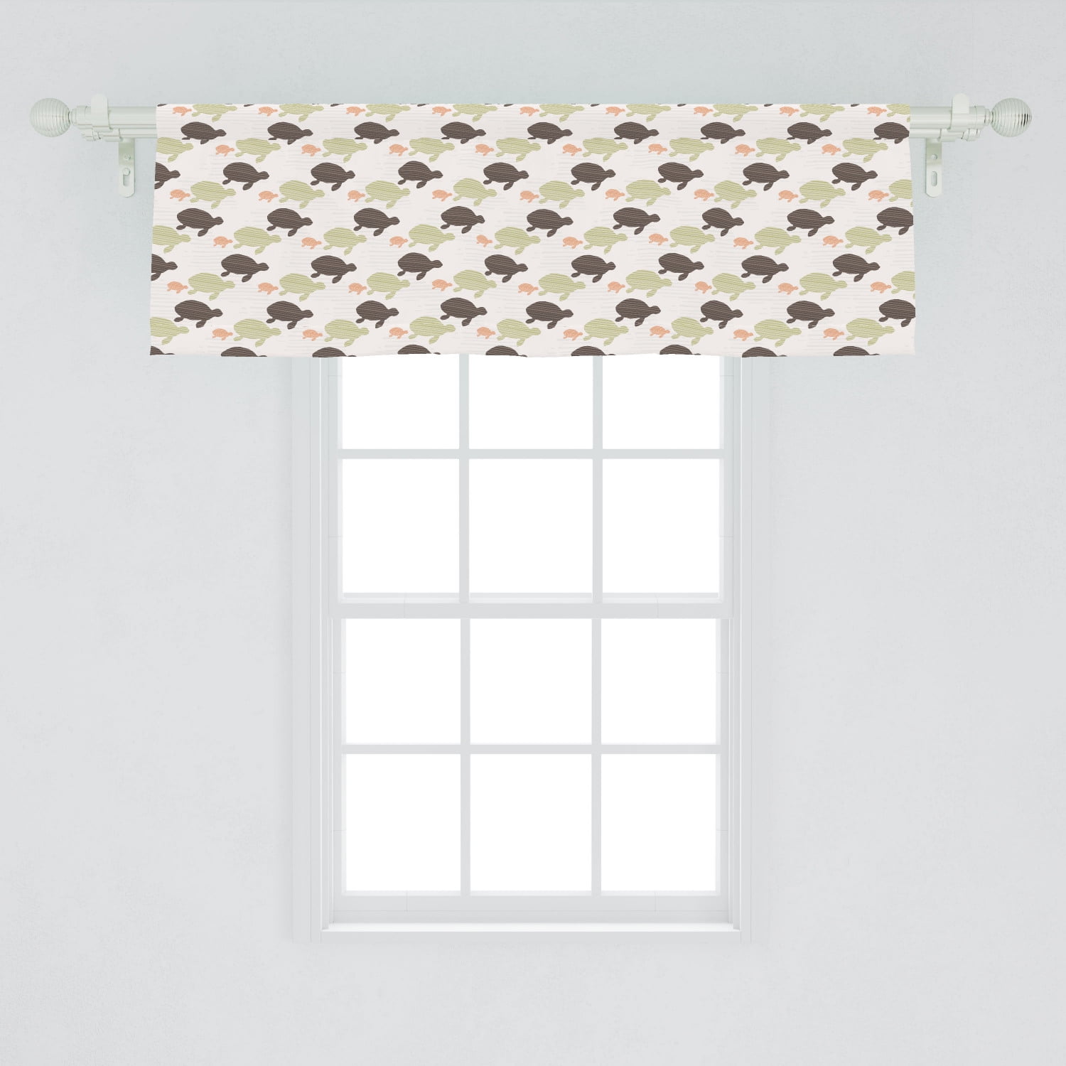 Animal Art Window Valance Colorful Turtle Silhouettes With Striped Design On Plain Backdrop Curtain Valance For Kitchen Bedroom Decor With Rod Pocket By Ambesonne Walmart Com Walmart Com
