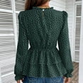 thumbnail image 6 of COSFO Womens Oversized Tee Shirts Long Sleeve Peplum Green Crew Neck Top Leopard Print T-Shirts Plus Size Womens Tops, 6 of 6