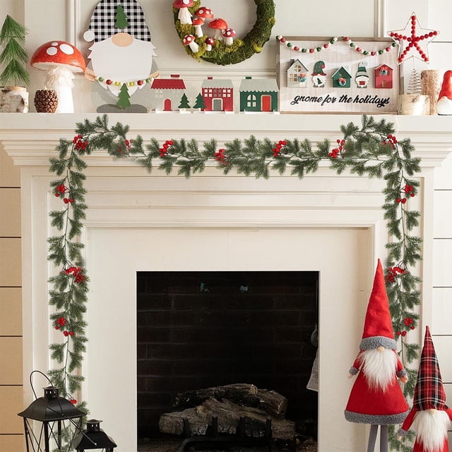 Birdeem Décorations de Fête de Noël, Décorations de Noël pour la Maison, Mise en Page de Noël Simulation Décoration de Fête en Rotin Rouge Baie Douce, Décorations de Noël Rouges