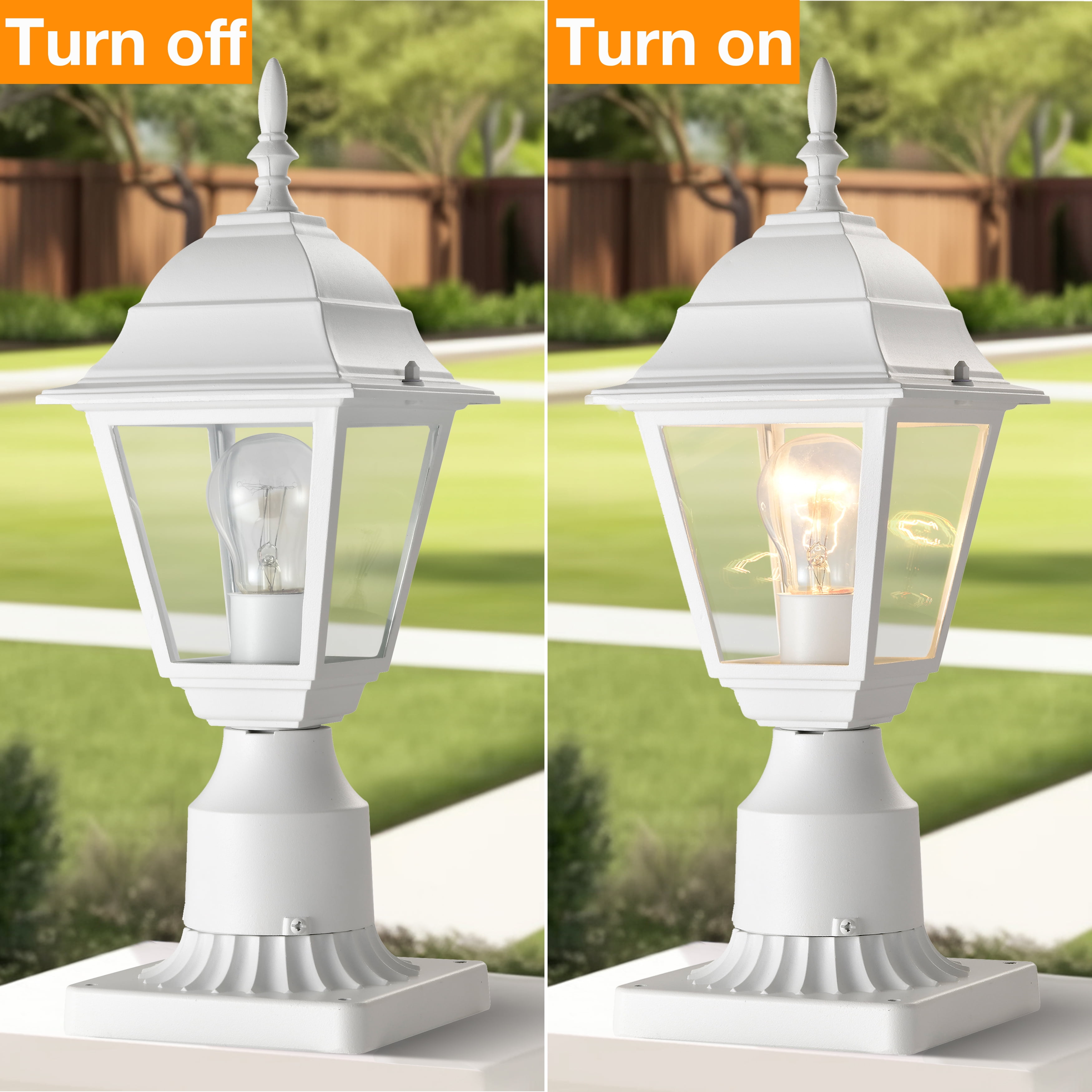 ASHOP Outdoor Post Lights 2 Pack White Aluminum Porch Light Fixtures for Patio Entryway Front Door