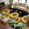 thumbnail image 2 of 5x7 Area Rugs, Sunflowers Non-Skid Rubber Backing Large Rectangle Rugs - Living Room Bedroom Home Office, Botanical Watercolor Butterfly Plant Indoor Floor Mat Carpets Washable Rug, 2 of 9
