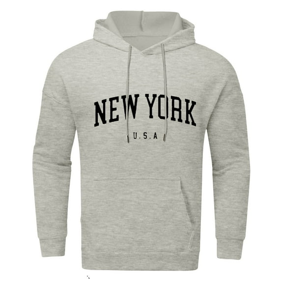 MIASHUI Men's Letter Print Sweatshirt with Pocket and Soft Lining, Comfortable Pullover for Casual Wear Grey,S