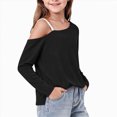 thumbnail image 4 of WXFAZCVU Girls Off the Shoulder Tops Trendy Long Sleeve Shirt Fall Clothes Everyday Wear Size 12-13 Year, 4 of 4