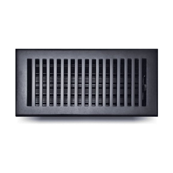 Prima Decorative Hardware, Floor Register Vent Air Cover 4" x 10", Cast Aluminum, Black
