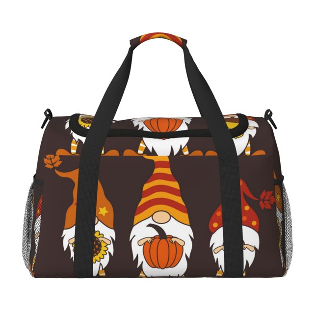 Balery Fall Gnomes Bolsa de Gimnasio para Mujeres, Bolsa de Viaje con Bolsillo Húmedo, Bolsa de Fin de Semana para Mujeres, Bolsa de Viaje Resistente al Agua