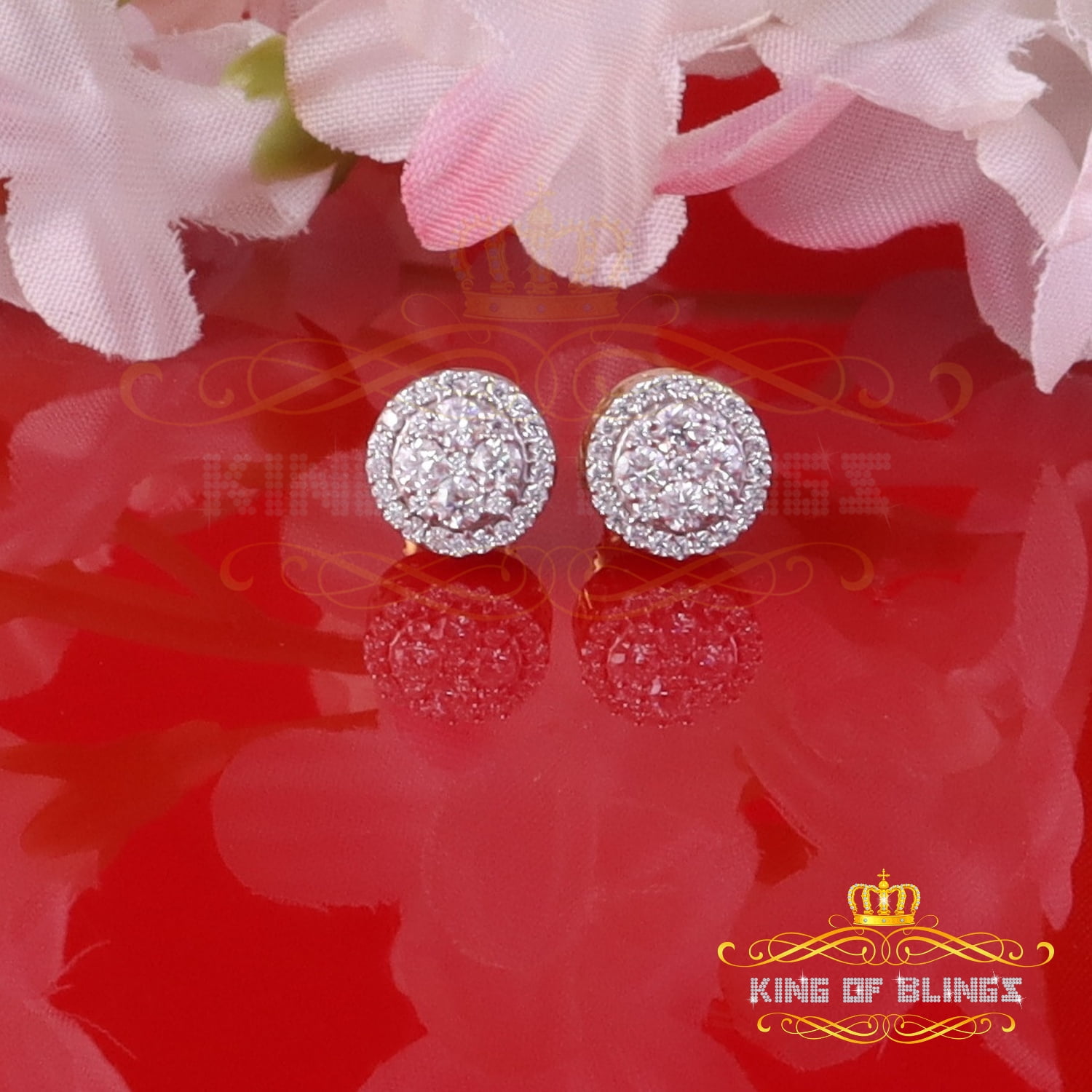 King of Bling's Men's/Womens 925 Silver Yellow 0.50ct VVS 'D' Moissanite Round Stud Earrings