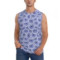 thumbnail image 3 of Uemuo Blue And White Flowers Pattern Men's Sleeveless T-Shirt,Muscle Athletic Tank Top, Moisture-wicking Quick-dry Breathable Classic Tee Top for Gym Run Outdoor Sports-Small, 3 of 8