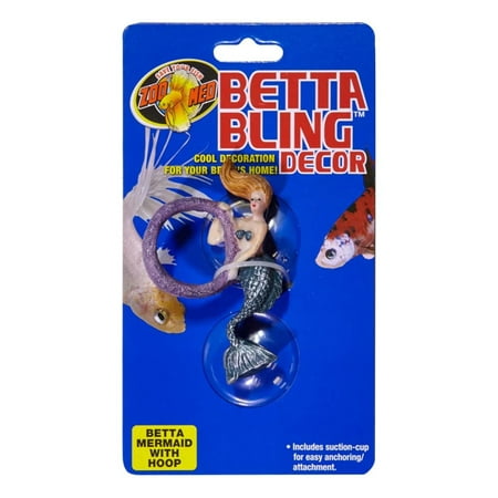 Zoo Med Betta Bling Mermaid Aquarium Ornament with Hoop  Multi-Color  1 Each