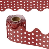 Uxcell Dots Bulletin Board Border, 33 Feet Poster Chalkboard Cork Decoration Trim Scalloped Borders Wall Decor for Classroom Office Locker, Burgundy