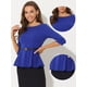 thumbnail image 2 of Top Peplum Allegra K de Trabajo Elegante con Cinturón Manga 3/4 Cuello Redondo Azul Brillante XL, 2 of 5