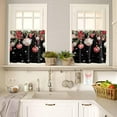thumbnail image 5 of Christmas Kitchen Curtains and Valances Set, Rod Pocket Curtains Tier Farmhouse Window Curtains 24 Inch Length, Winter Snowflake Red Flowers Leaves Ball 3 Piece Kitchen Curtains Set, 5 of 6