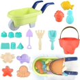 thumbnail image 1 of ZHAOCHENG Juguetes de playa, 17 piezas, juego de juguetes de arena para playa de verano al aire libre, juguetes de piscina, regalo para niños, niñas, moldes de castillos de arena con pistolas de agua,, 1 of 5