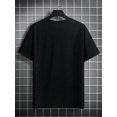 thumbnail image 3 of 2025 Men's Summer Leisure Letter & Tape Print Round Neck Short Sleeve T-Shirt, 3 of 6