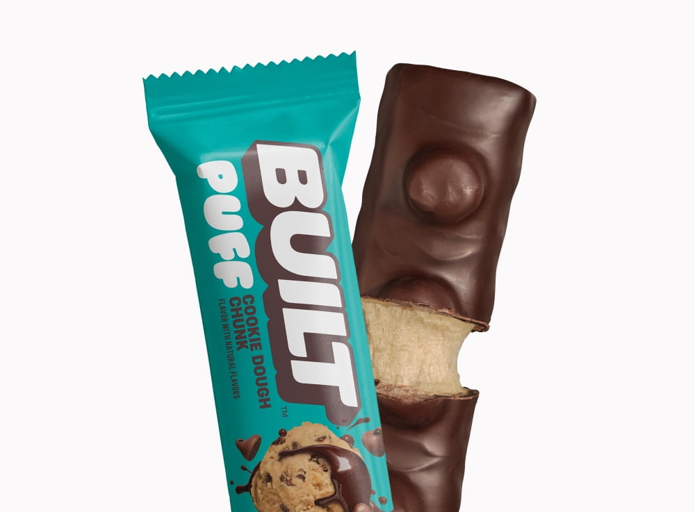 BUILT Bar Puff Protein Snack Bars, 15g Protein, Cookie Dough Chunk, No Gluten Free - 12 Pack