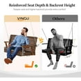 thumbnail image 2 of VINGLI XL Size Patio Wooden Porch Swing Outdoor with Cup Holders & Phone Slots, Heavy Duty 880 LBS Hanging Swing Chair Bench with Hanging Chains for Yard, Lawn, Garden (5 FT Pro, Rustic), 2 of 7