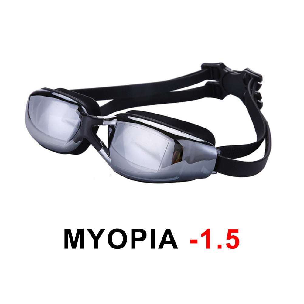 Myopia Swimm Goggles+Swimming Hat+Earplug+Nose Clip Anti-Fog-UV Shortsight Glass 