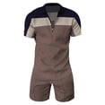 thumbnail image 2 of Fimkaul Mens Summer 2 Piece Outfits Short Sets 3D Suit Shorts Beach Tropical HawaiianSS Body Sports Shorts Suit Sports Suit Short Sleeve Tracksuits Coffee L, 2 of 4