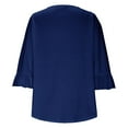 thumbnail image 5 of ALLLIST Summer Womens Tops Crew Neck 3/4 Sleeve Blouse Ruffle Casual Blue Solid Pullover Clothing for Women, 5 of 6