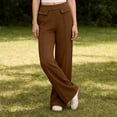 thumbnail image 6 of Bloomae Women's Yoga Dress Pants with Pockets Loose Wide Straight Leg Work Pants Elastic High Waist Dressy Casual Striped Pleated Comfy Flowy Trousers, 6 of 9