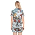 thumbnail image 3 of Women Silk Pajama Sets Causal Outings Fashion Santa's Woodland Friends Pattern Home, 3 of 7