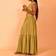 thumbnail image 3 of Sexy Vestido para las Mujeres, Color Sólido sin Mangas Cuello Redondo Plegado Cintura Retracta Tobillo Longitud Maxi Vestido, 3 of 8
