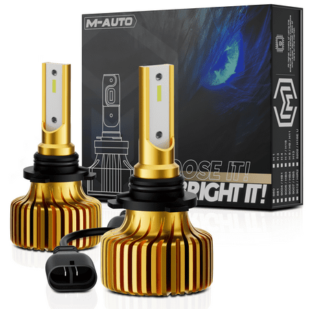 M-AUTO 1 Pair HB4 9006 6500K LED Headlight Bulb Waterproof Hi/Low Beam Daytime Running Light 12V/24V with Aluminum Heatsink