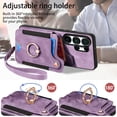 thumbnail image 4 of Asuwish Phone Case for Samsung Galaxy S26 Ultra 5G Wallet Cell Cover with Tempered Glass Screen Protector Slim Lanyard Wrist Strap RFID Ring Stand Credit Card Holder Slot S26Ultra 26 Women Men Purple, 4 of 10