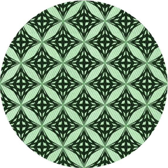 Ahgly Company Machine Washable Indoor Round Transitional Light Green Area Rugs, 7' Round