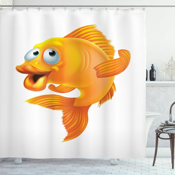 Fish Shower Curtain Cartoon Character, Goldfish Shower Curtain