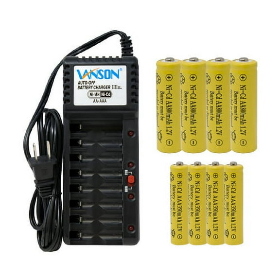 V-868 8 Bay AA & AAA Charger   4 AA (800 mAh)   4 AAA (350 mAh) NiCd Batteries