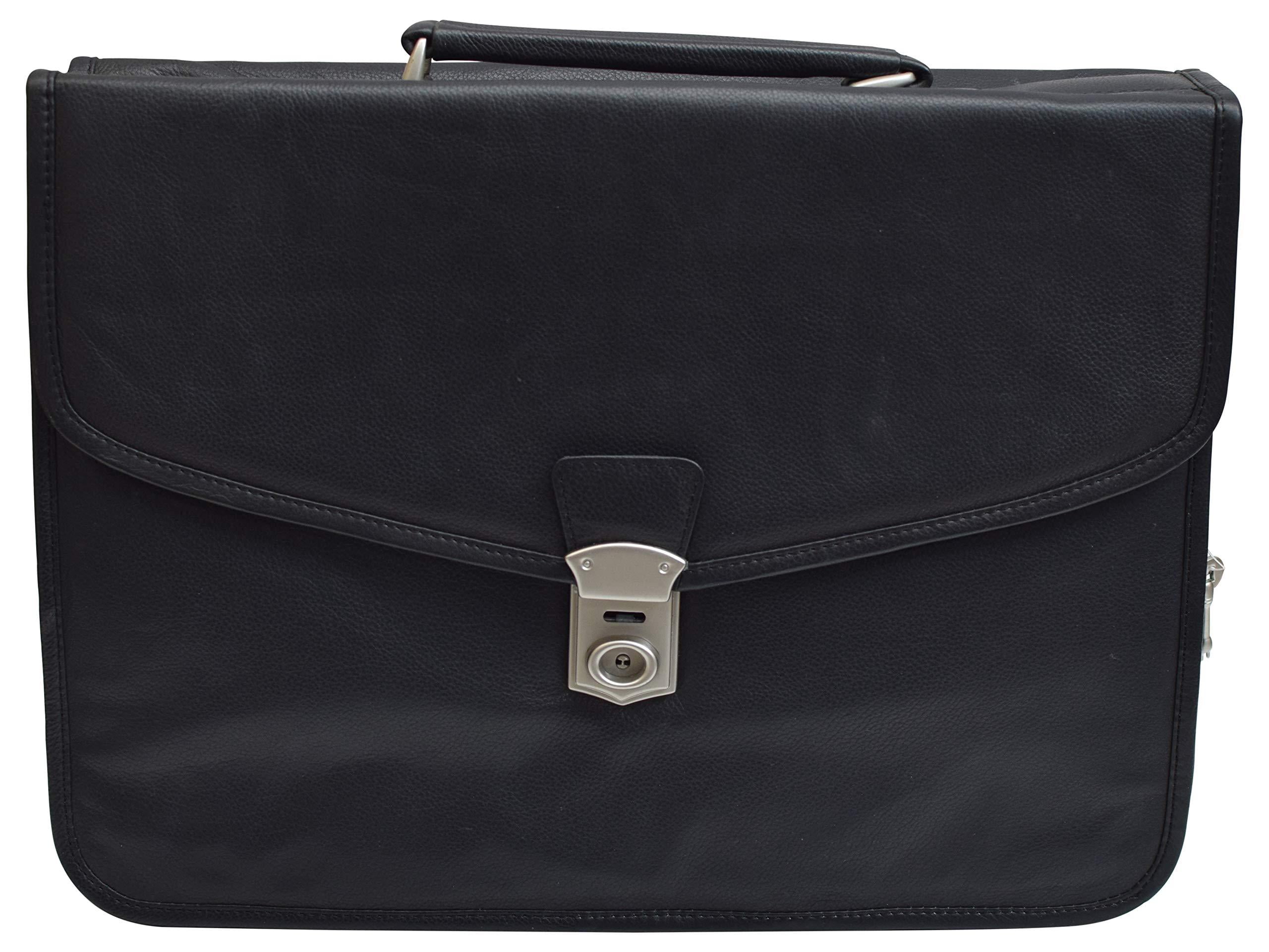 Marshal - Genuine Leather Briefcase Messenger Tote Bag Laptop Bag Travel Black for Men - Walmart ...