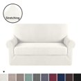 thumbnail image 1 of H.VERSAILTEX 2-Piece Jacquard Spandex Loveseat Stretch Slipcover, Ivory, 1 of 6