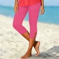 thumbnail image 6 of Xdegoge Womens Capri Leggings Yoga High Waisted Stretchy Athletic Cropped Pants with Cutout Hem Detail Gym Running Fitness Casual Summer Activewear, 6 of 7