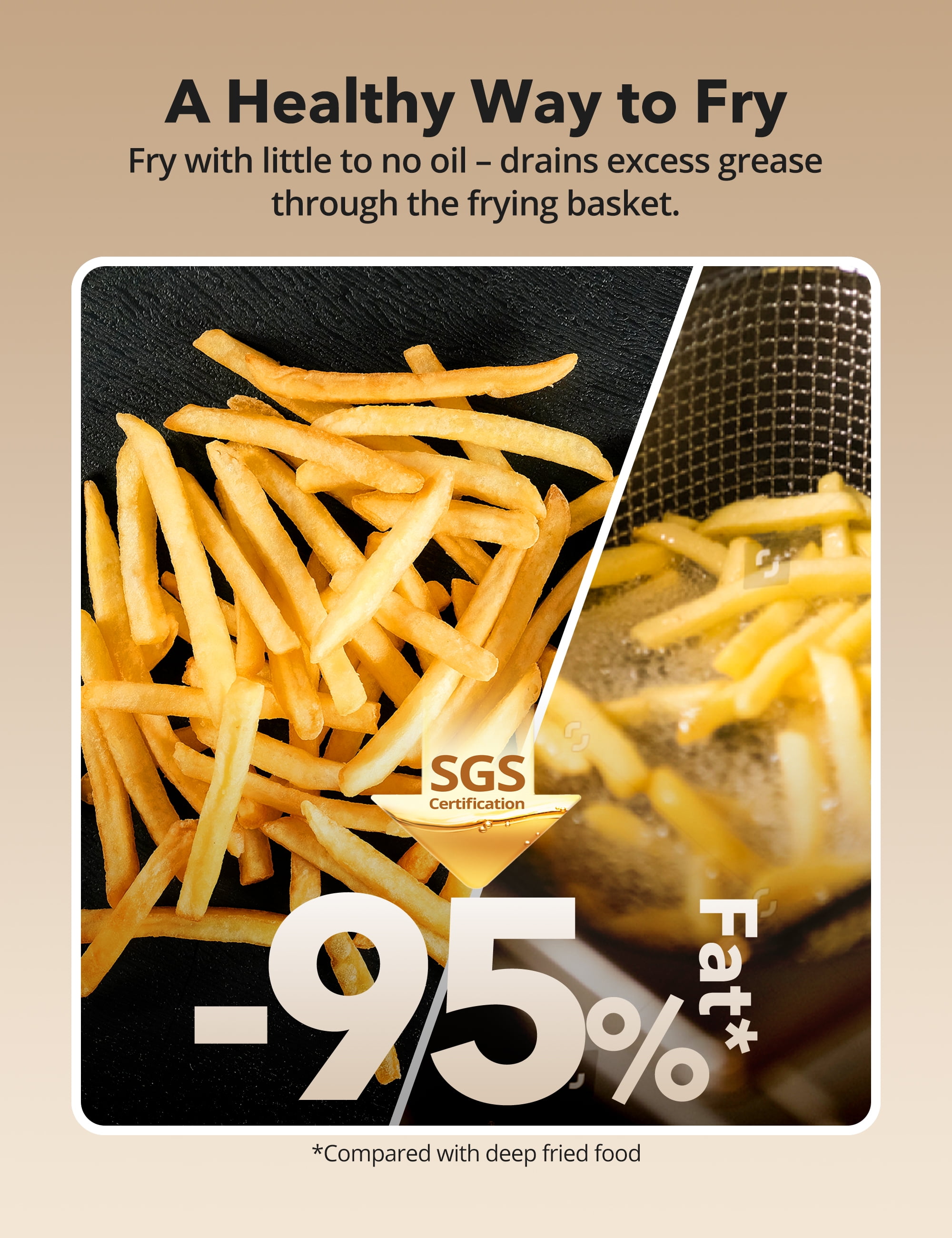 TaoTronics Air Fryer, 6.4 Qt 8-in-1 Airfryer with Viewing Window Smart Touch, Non-Stick, 1700W