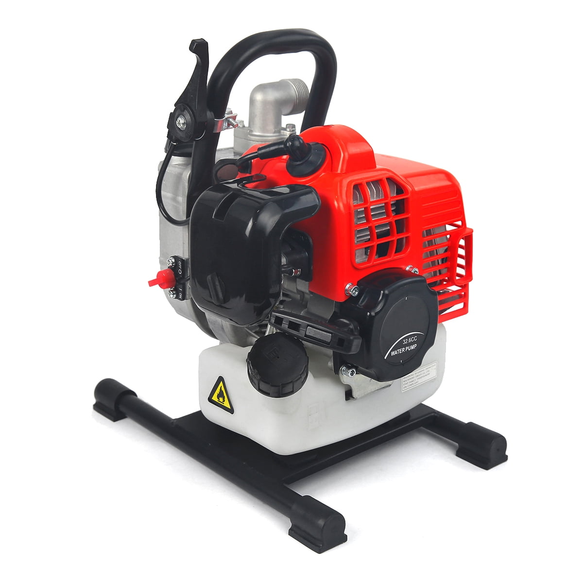 2-Stroke Gas-Powered Water Pump 33cc 1.2HP Engine Water Transfer Pump 1 Inch Adjustable Control Lever Speed