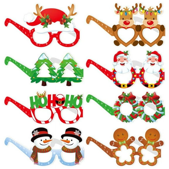 2024 TOP! 24Pcs Christmas Glitter Glasses Frames with Decorations Accessories for Favors