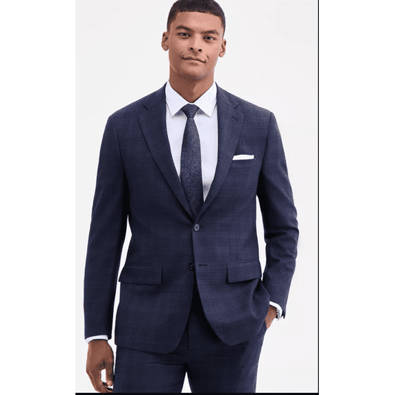 Calvin Klein Mens Slim fit Suit Jacket Blazer 38 R Navy Blue Solid Stretch Wool