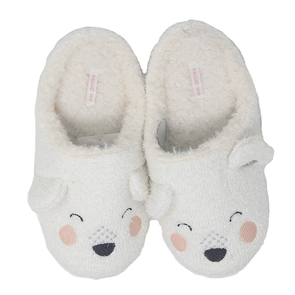 Premium Down Women's Embroidery Jolly Polar Bear Soft Slipper, 89