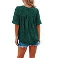 thumbnail image 3 of Franhais Women Summer Chiffon T-shirts Solid Color Lace Loose Casual Flared Short Sleeve Tops Streetwear for Daily, 3 of 4