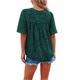 thumbnail image 3 of VISgogo, camisetas de gasa de verano para mujer, camisetas de manga corta acampanadas informales holgadas de encaje de Color sólido, ropa de calle para el día a día VISgogo  moda, 3 of 4