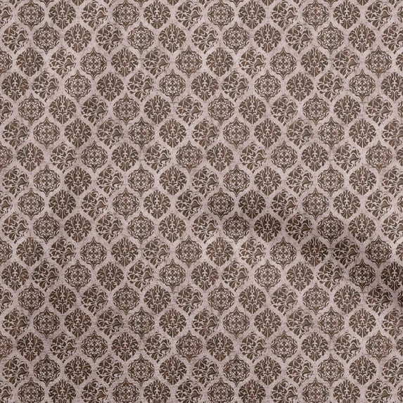 oneOone Silk Tabby Brown Fabric Asian Batik Ogee Craft Projects Decor Fabric Printed By The Yard 42 Inch Wide