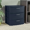 Sterilite 3 Drawer Wide Weave Tower Plastic, Blue Cove