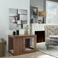 thumbnail image 6 of Unipaws Dog Crate End Table with Cushion, Wooden Wire Pet Kennels with Double Doors, Modern Design Dog House, Chew-Proof, Walnut, 6 of 8