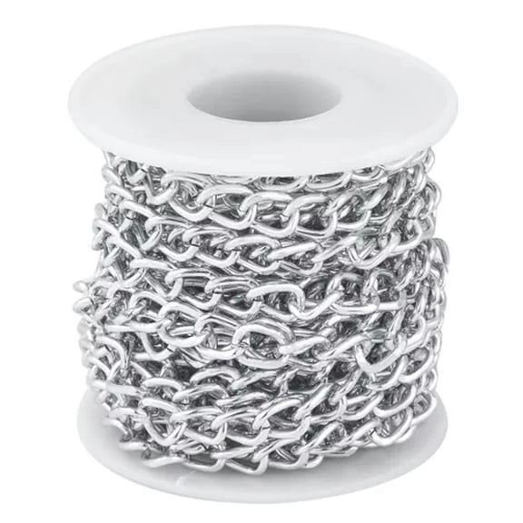 U8MO 5m/Roll Aluminium Twisted Curb Chains Unwelded Chain With Spool Jewelry 10x6.5mm-Silver