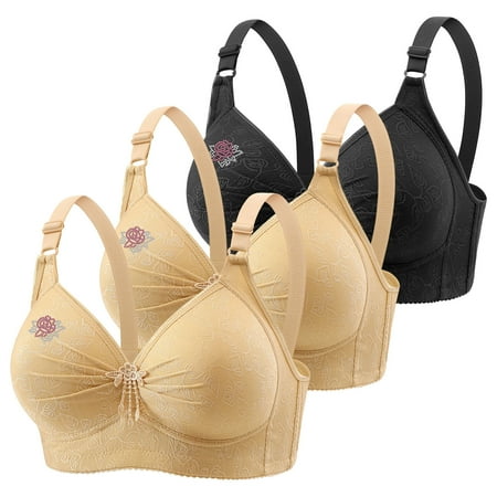 Push Up Bra Pack of 3 Seamless Wireless Comfort No Underwire Bras Everyday Adjustable Breathable Bra for D-G Cup
