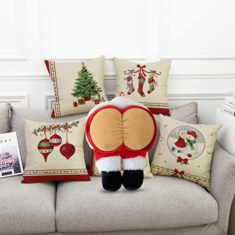 Santa Butt Pillow Funny Stuffed Toy Christmas Gift Cute Butt Throw Pillow