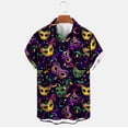 thumbnail image 4 of Mardi Gras Outfit for Men Button Down Short Sleeve Shirts Feathers Graphic Tee Funny Novelty Shirts Casual Collared Blouses, 4 of 6