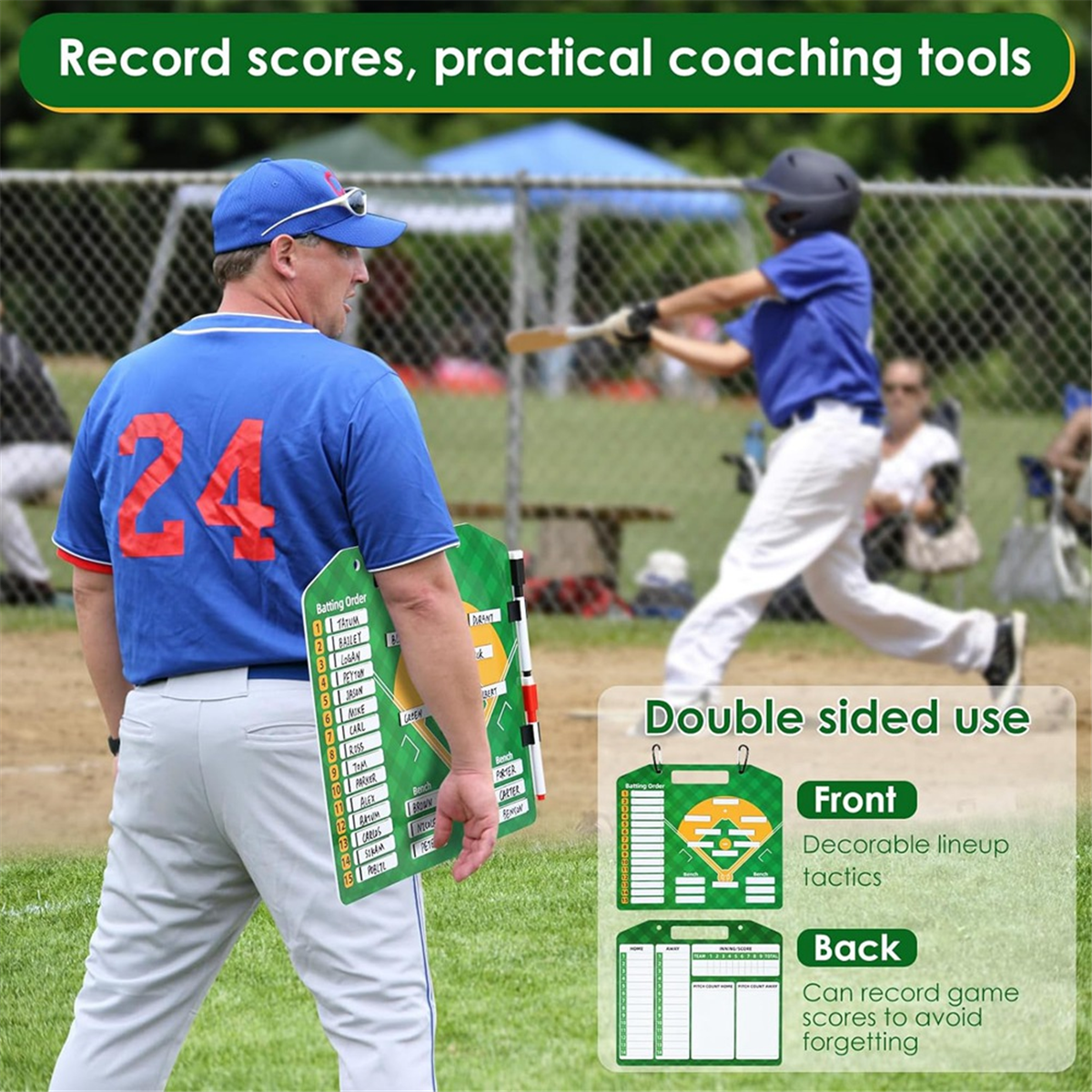Magnetic Baseball Lineup Board, Dry EraseCoach Lineup Board, Reusable Softball Lineup Board for Baseball Coaching