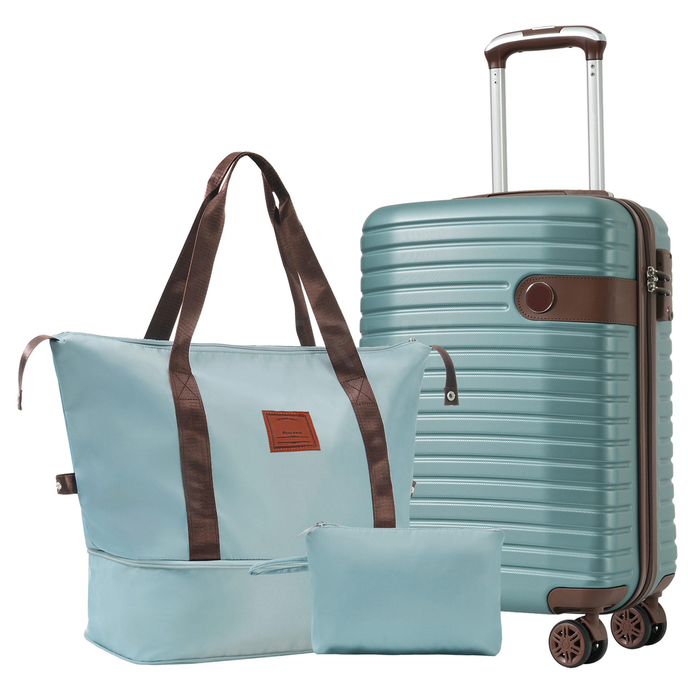 JERFIT 3-Piece Expandable Hardshell Spinner Luggage Set, TSA Lock, Lightweight ABS Carry On Suitcase, 20in, Blue