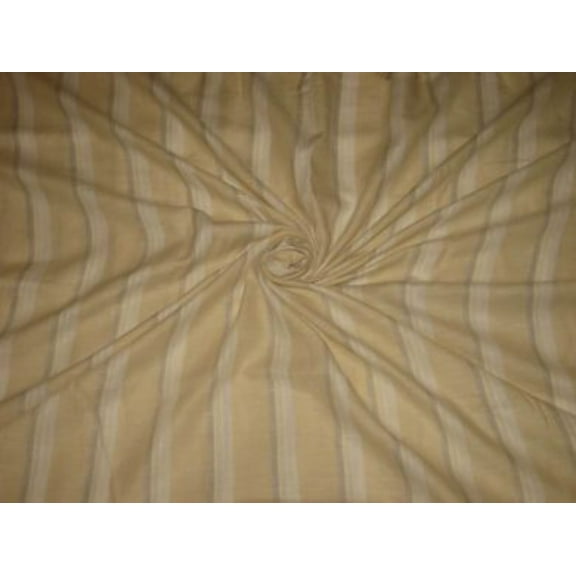100% Chambray Linen Lime Yellow ,Beige  White horizontal stripe Fabric 58" wide[988]